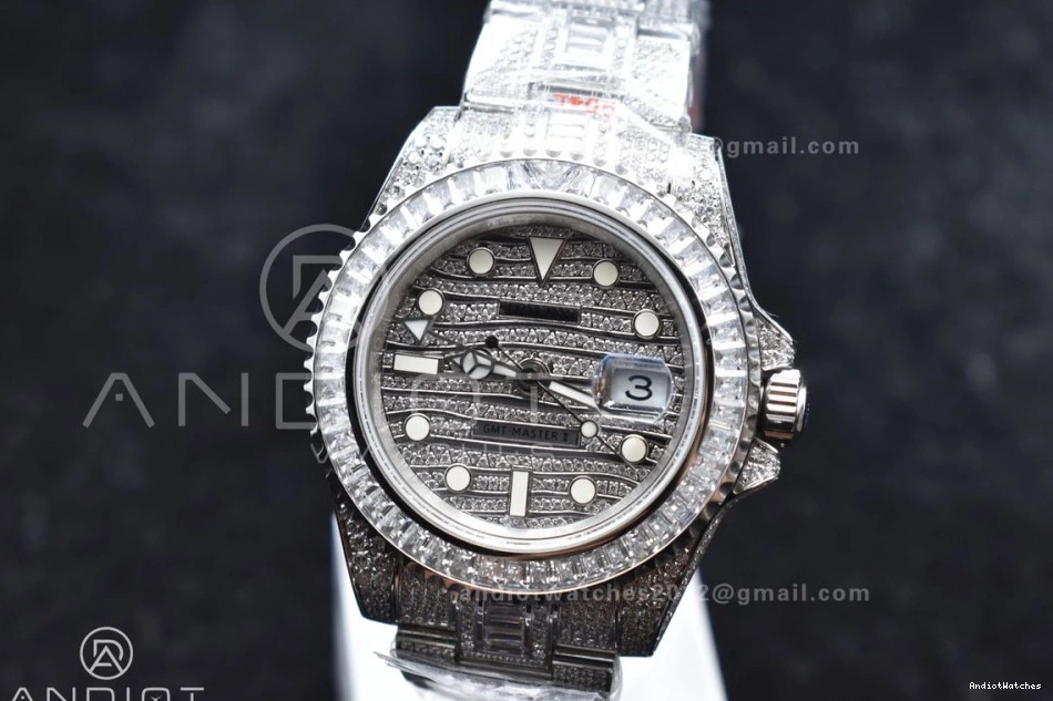 Full Bracelet Diamond 849 Diamonds On 40mm AMGF Sleek Best VR On Dial Edition SS GMT 1007